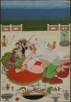 禁断とセクシー Painting - 1830年頃ウダイプールのパレステラスでセックスするカップルがセクシー